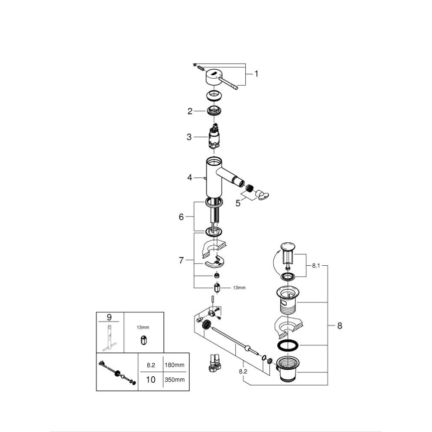 GROHE 32935GN1 - Bidejna baterija ESSENCE DN 15 velikost S zlata