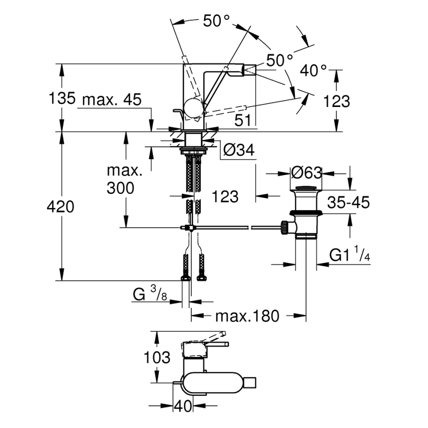 GROHE 33241003 - Pipa za bide PLUS sijajni krom