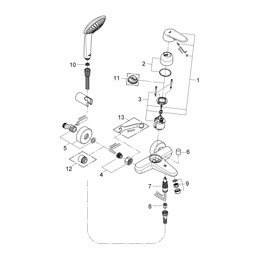 GROHE 33395002 - Kopalniška baterija EURODISC COSMOPOLITAN, sijajni krom