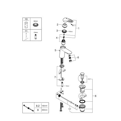 GROHE 33558LS3 - umivalniška armatura EUROSTYLE, velikost S, bela