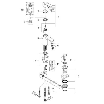 GROHE 33561002 - Umivalni mešalnik EUROSTYLE COSMOPOLITAN DN 15, krom visok sijaj