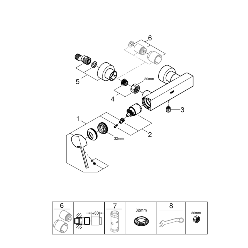 GROHE 33577003 - Tuš baterija PLUS DN 15, krom visokega sijaja
