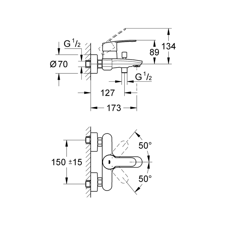 GROHE 33591002 - kopalniška baterija EUROSTYLE COSMOPOLITAN, sijajni krom