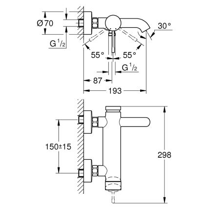 GROHE 33624DL1 - Kadna baterija ESSENCE 193 mm, brušena bakrena