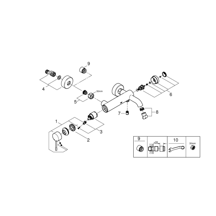 GROHE 33624GN1 - Kopalniška baterija ESSENCE 193 mm, brušeno zlato