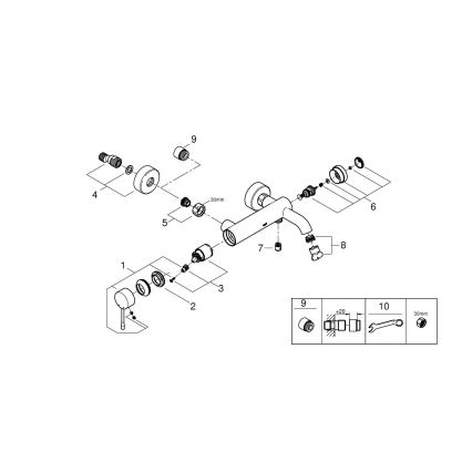 GROHE 33624GN1 - Kopalniška baterija ESSENCE 193 mm zlata