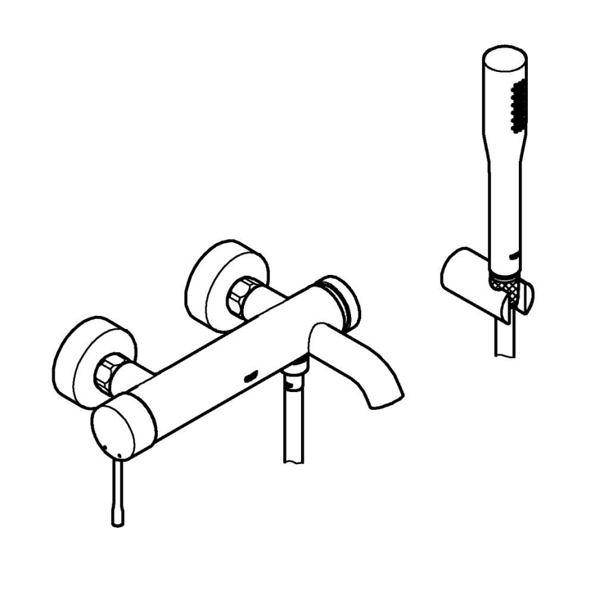 GROHE 33628001 - Komplet kopalniške baterije ESSENCE DN 15 za kad, poliran krom