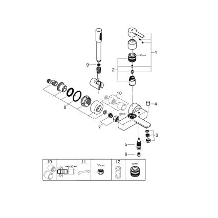 GROHE 33850001 - Kopalniška baterija za kad LINEARE DN 15, poliran krom