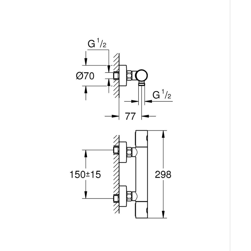 GROHE 34065AL2 -Termostatska tuš baterija GROHTHERM 1000 COSMOPOLITAN DN 15 grafit