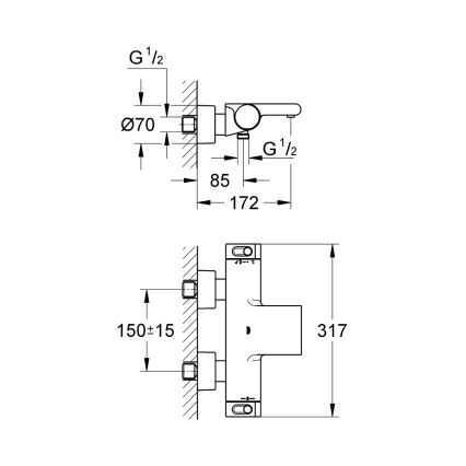 GROHE 34174001 - Termostatska kopalniška baterija za kad GROHTHERM 2000 172 mm sijajni krom