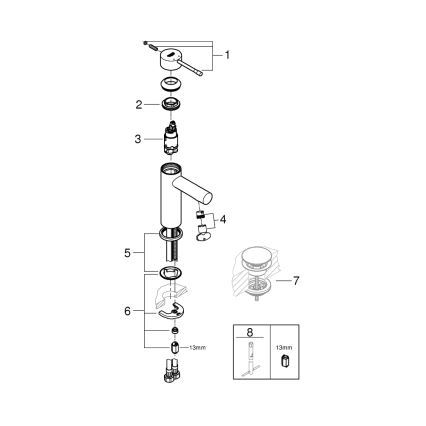 GROHE 34294001 - Umivalni mešalnik ESSENCE DN 15 sijajni krom