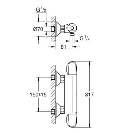 GROHE 34550000 - Termostatski tuš mešalnik GROHTHERM 1000 DN 15 krom