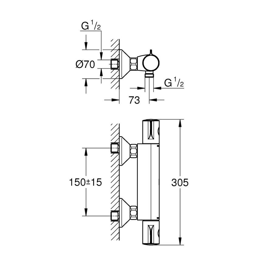 GROHE 34558000 - Termostatska pršna baterija GROHTHERM 800 DN 15, sijajni krom