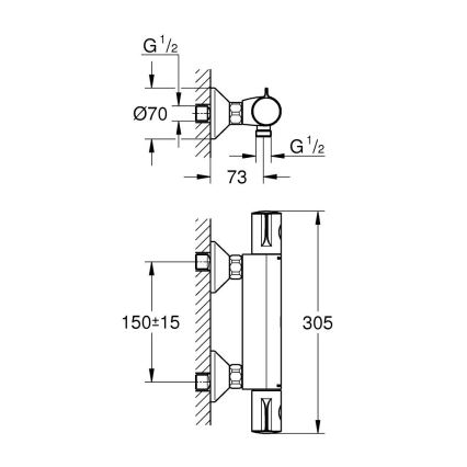 GROHE 34558000 - Termostatska pršna baterija GROHTHERM 800 DN 15, sijajni krom