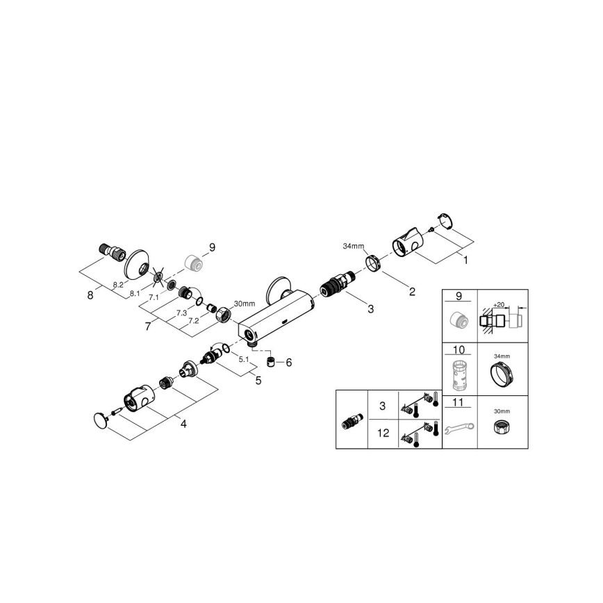 GROHE 34558000 - Termostatska pršna baterija GROHTHERM 800 DN 15, sijajni krom