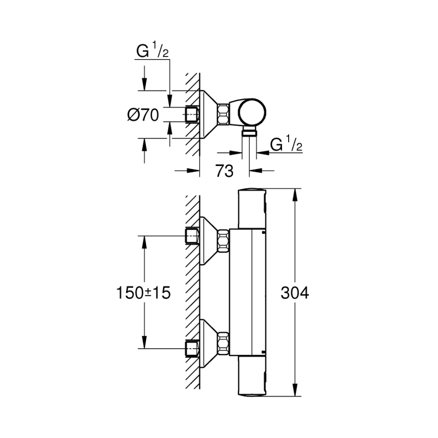GROHE 345942430 - Termostatska pršna armatura PRECISION START DN 15 črna