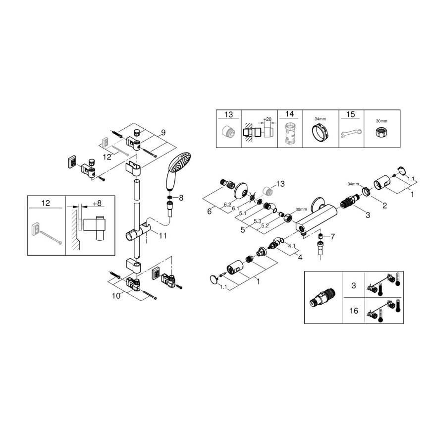 GROHE 345972431 - Tuš komplet s termostatsko baterijo PRECISION START 12” 60