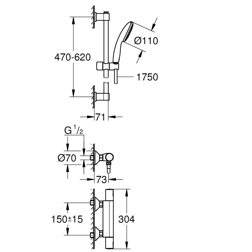 GROHE 345972431 - Tuš komplet s termostatsko baterijo PRECISION START 12” 60