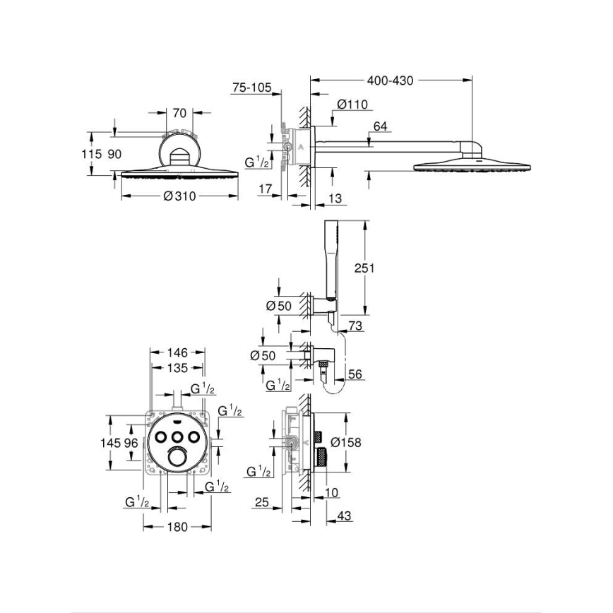GROHE 34709000 - Komplet za tuš SMARTCONTROL Perfect krom visokega sijaja