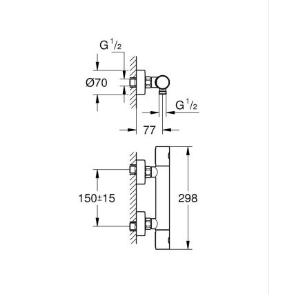 GROHE 34765000-Termostatska tuš baterija GROHTHERM COSMOPOLITAN DN 15 krom