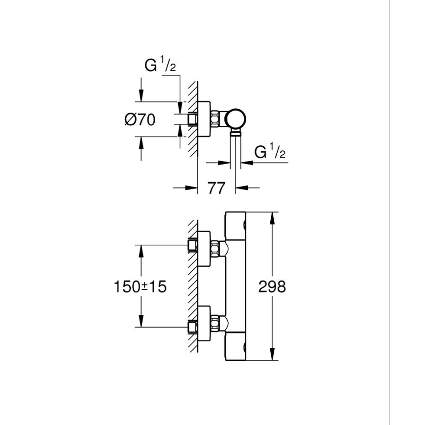 GROHE 34765000-Termostatska tuš baterija GROHTHERM COSMOPOLITAN DN 15 krom