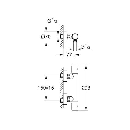 GROHE 34773000 - Termostatska pršna baterija PRECISION GET DN 15, sijajni krom