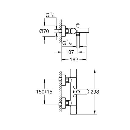 GROHE 34774000 - Termostatska kopalniška baterija za kad PRECISION GET DN 15, sijajni krom