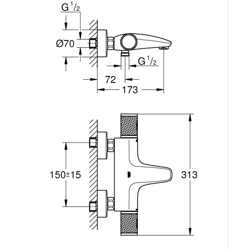 GROHE 34788000 - Termostatska kadna baterija PRECISION FEEL DN 15 sijajni krom