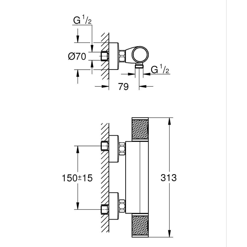 GROHE 34790000 - Termostatska tuš baterija PRECISION FEEL DN 15 krom