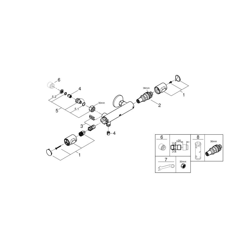 GROHE 34799000 - Termostatska pršna baterija PRECISION FLOW DN 15 krom