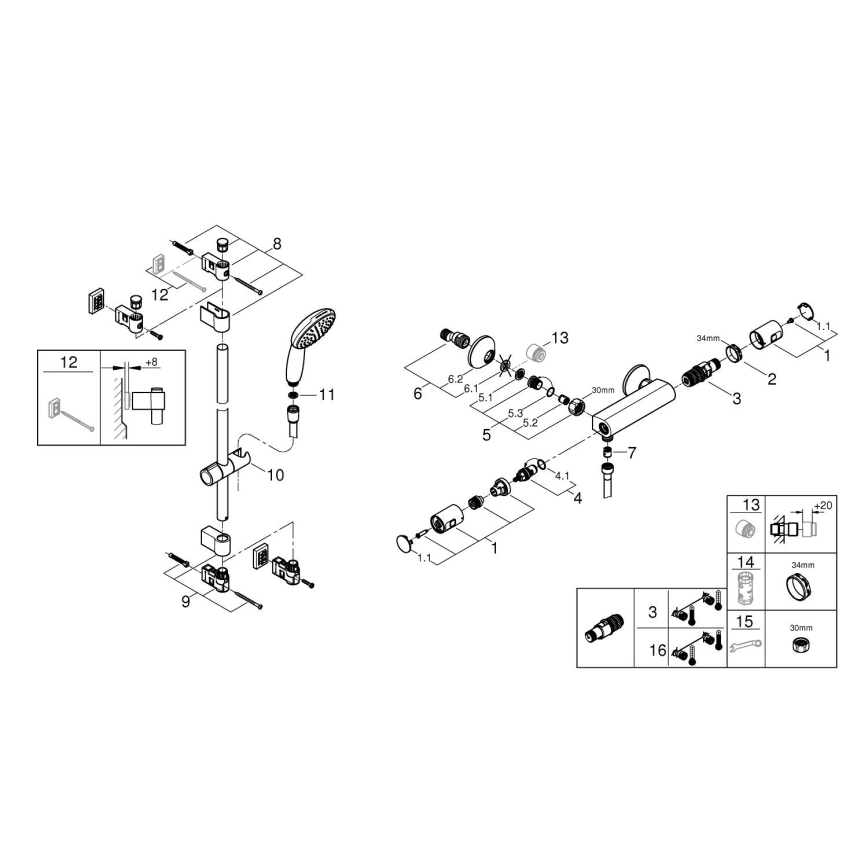 GROHE 34854001 - Termostatska pršna armatura PRECISION START 900 mm krom