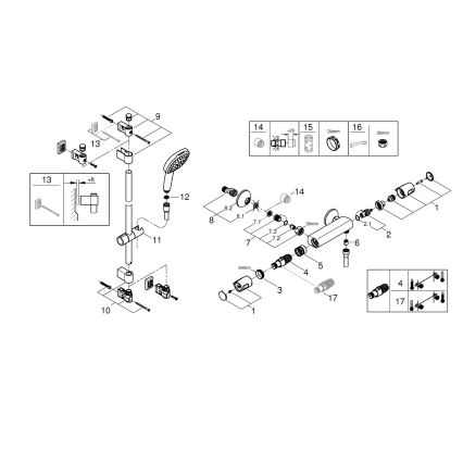 GROHE 34855003 - Tušna garnitura s termostatsko baterijo PRECISION TREND 150 mm v sijajnem kromu