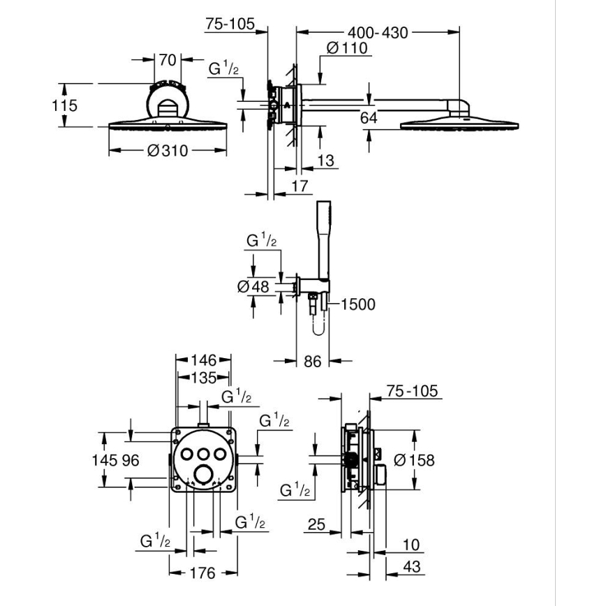 GROHE 34874000 - Tuš sistem PRECISION SMARTCONTROL 310 mm, sijajni krom