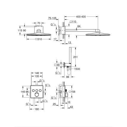 GROHE 34875000 - Tušni sistem PRECISION SMARTCONTROL 310 mm sijajni krom