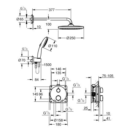 GROHE 34883000 - Sistem za tuširanje PRECISION VITALIO START 250 sijajni krom