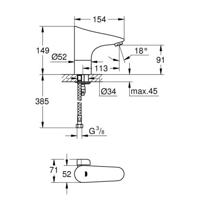 GROHE 36207001 - Elektronska pipa za umivalnik EUROPLUS E DN 15, krom visokega sijaja