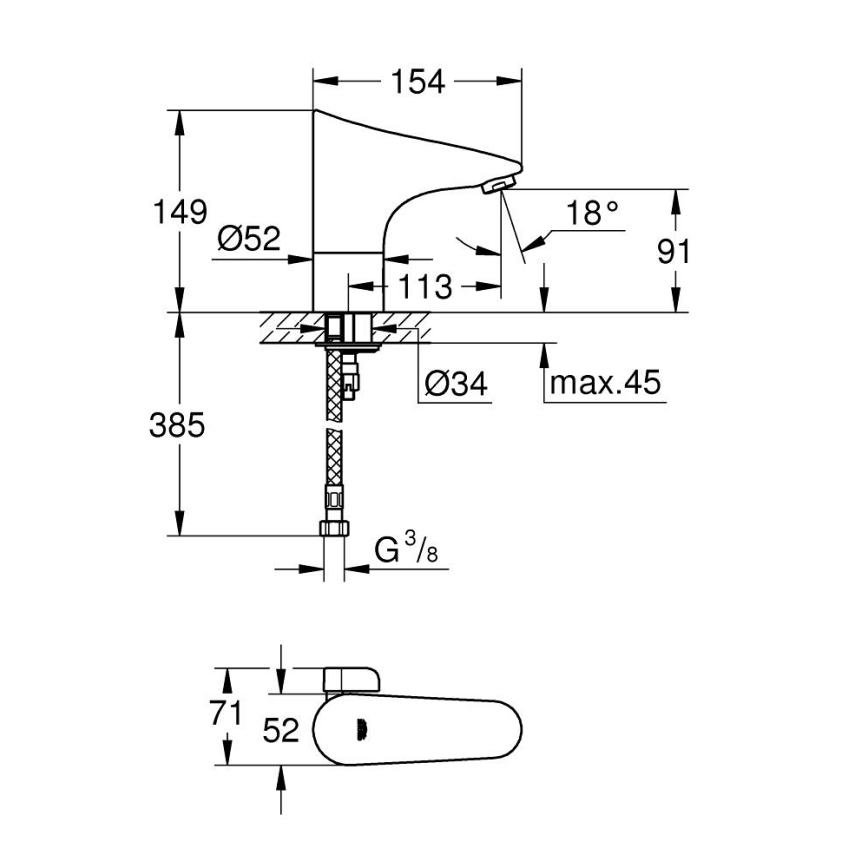 GROHE 36207001 - Elektronska pipa za umivalnik EUROPLUS E DN 15, krom visokega sijaja