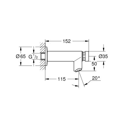 GROHE 36266000 - Samozapiralni stenski ventil EUROECO COSMOPOLITAN T DN 15 krom