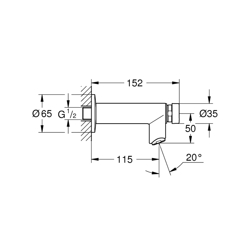 GROHE 36266000 - Samozapiralni stenski ventil EUROECO COSMOPOLITAN T DN 15 krom