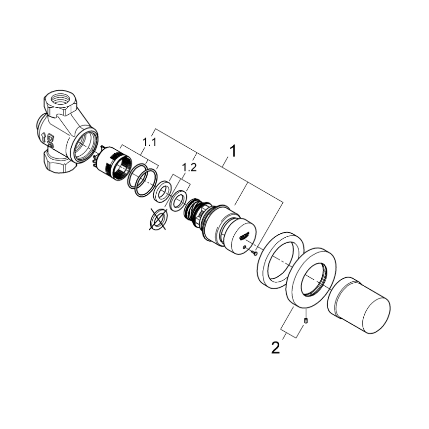 GROHE 36268000-Samozapiralni prehodni ventil EUROECO COSMOPOLITAN T DN 15 krom