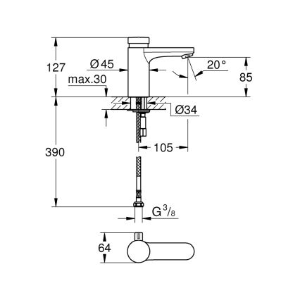 GROHE 36317000 - Samozapiralna umivalniška baterija EUROSMART COSMOPOLITAN T, krom