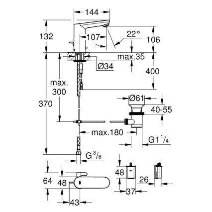 GROHE 36331001 - Umivalniška pipa EUROECO 1 14” v sijajnem kromu