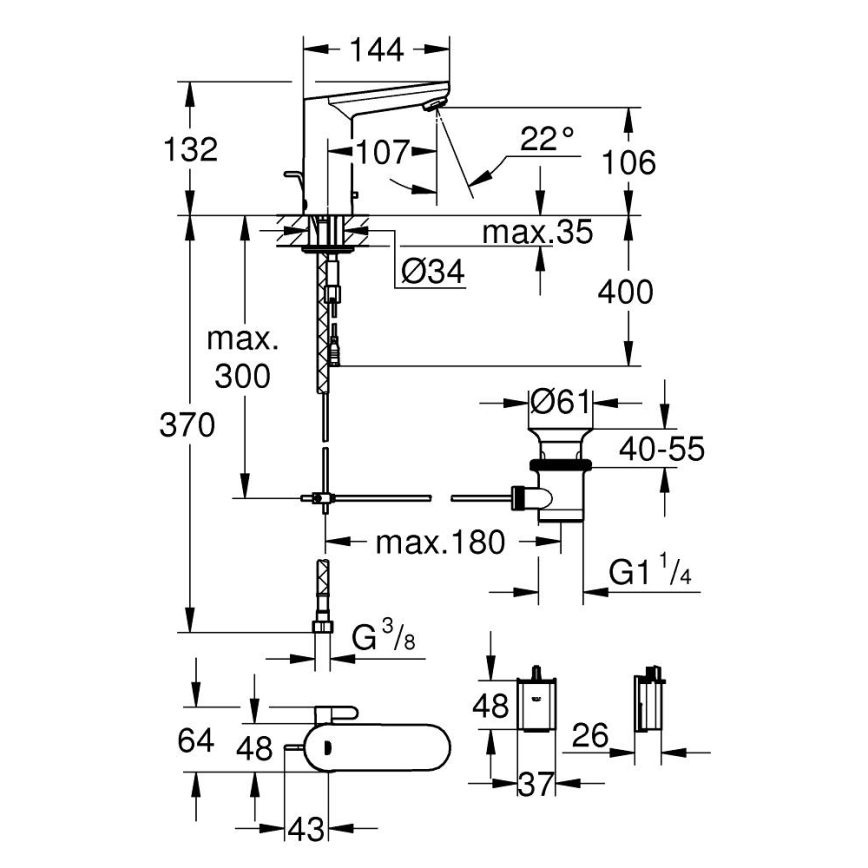 GROHE 36331001 - Umivalniška pipa EUROECO 1 14” v sijajnem kromu