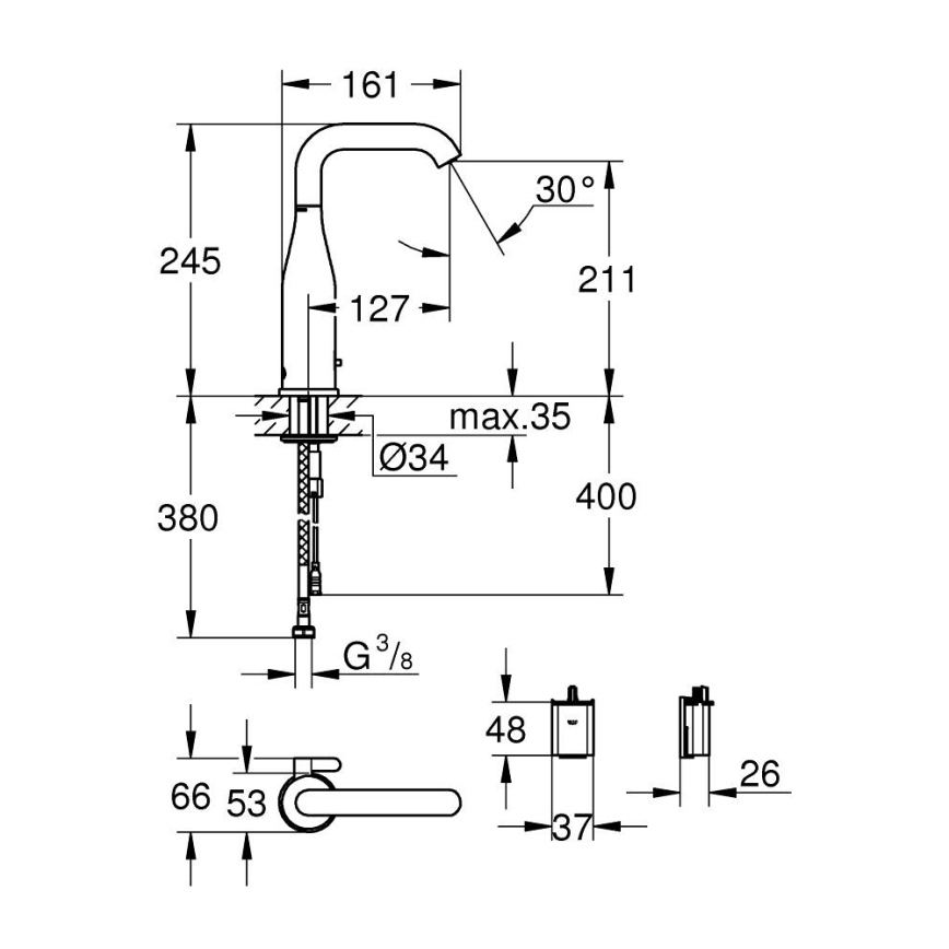 GROHE 36445000 - Infrardejna elektronska umivalniška baterija ESSENCE E, sijajni krom