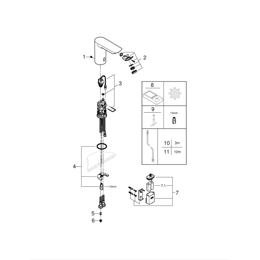 GROHE 36452000 - Infrardečna elektronska umivalniška baterija BAU COSMOPOLITAN E krom