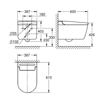 GROHE 36507SH0 - Pralna WC školjka SENSIA 600 × 387 × 403 mm keramika/bela