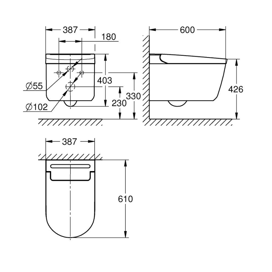 GROHE 36507SH0 - Pralna WC školjka SENSIA 600 × 387 × 403 mm keramika/bela