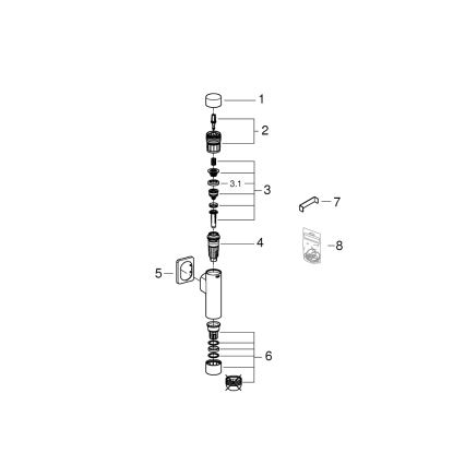 GROHE 37349000 - Tlačni splakovalnik RONDO A.S. 3” sijajni krom