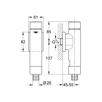 GROHE 37349000 - Tlačni splakovalnik RONDO A.S. 3” sijajni krom