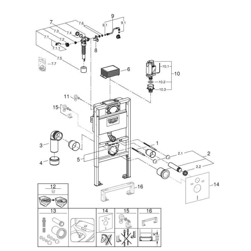 GROHE 38526000 - WC modul RAPID SL 0,82 m, bel